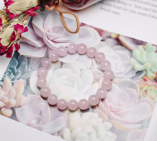 Pulseira Em Pedra Natural Quartzo Rosa 8mm Personalizável