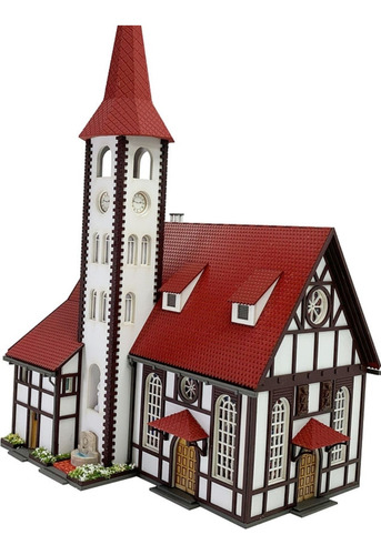 Imagen 9 de 10 de Iglesia Ho 1/87 Con Luz Para Armar Maqueta Trenes Adorno
