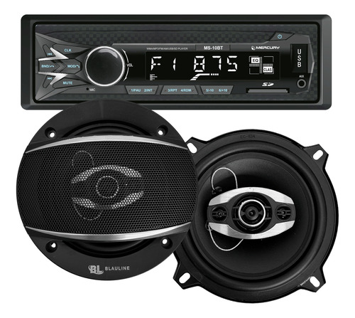 Kit Combo Stereo Bluetooth Am Fm Con Parlantes 5 Pulgadas