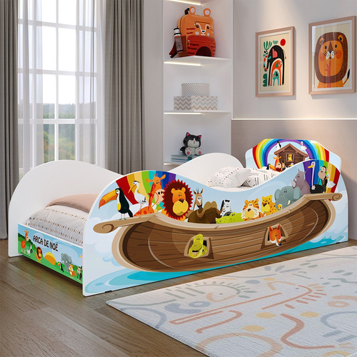 Mini Cama Infantil Carruagem / Fazendinha -100% Mdf - Cor Arca De Noé