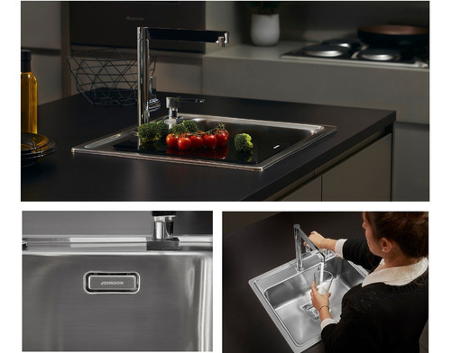 Pileta Bacha Simple Cocina Johnson Luxor Quadra Mini Q55 Ad