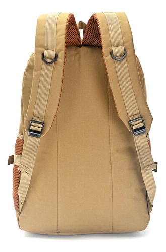 Mochila Hombre Portanotebook Reforzada Grande Viaje Color Marrón Diseño De La Tela Lisa