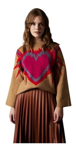 Sweater Estampa Corazón Color Bohemio Folk Nueva Temporada 