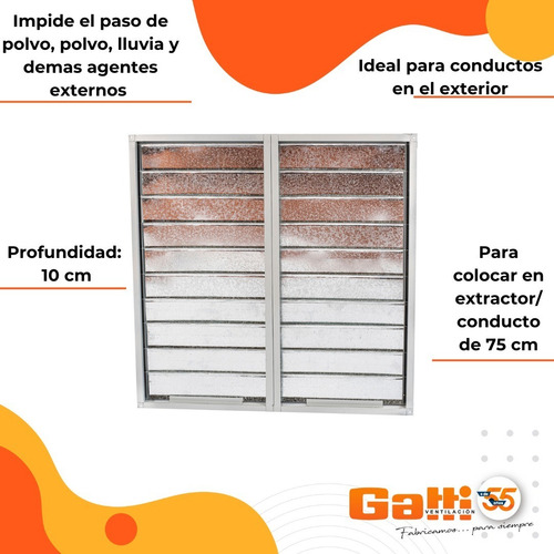 Persiana Metálica Movil Reforzada Extractor De Aire 75 Cm Baño/cocina Gatti Ventilación
