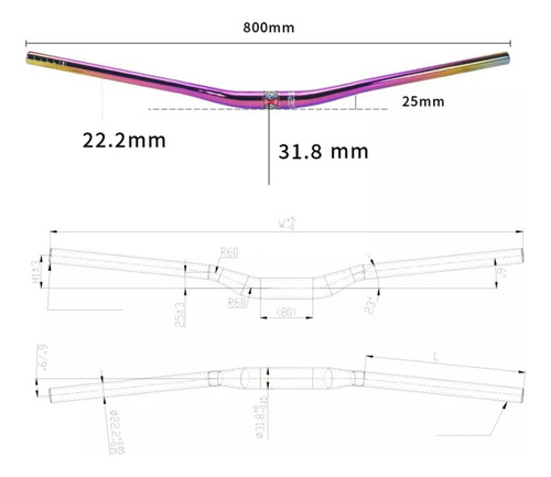 Guidão Voador Camaleão 31.8mm Comp. 800mm 350g Bmx Bike Gios
