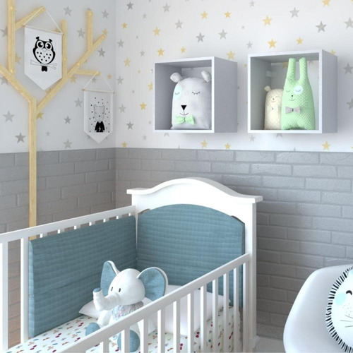 Conjunto 2 Nichos Quarto Infantil Cinza Cristal