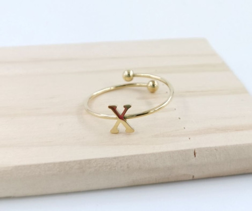 2 Uds De Anillos Con Inicial Acero Inoxidable Vie Or X Ajustable