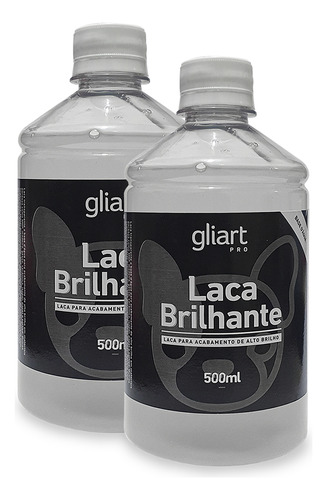 Kit 2x Laca Brilhante 500ml Gliart Cor Transparente