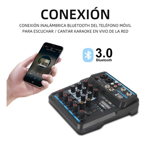 Mezcladora Tarjeta Audio Bluetooth Power Effects 4 Canales