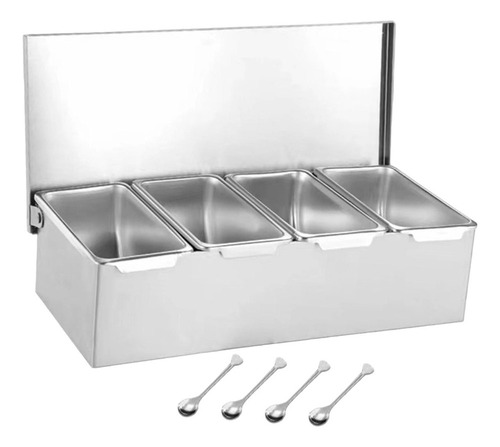 Caja De Condimentos De Acero Inoxidable, Caja De 4 Rejillas