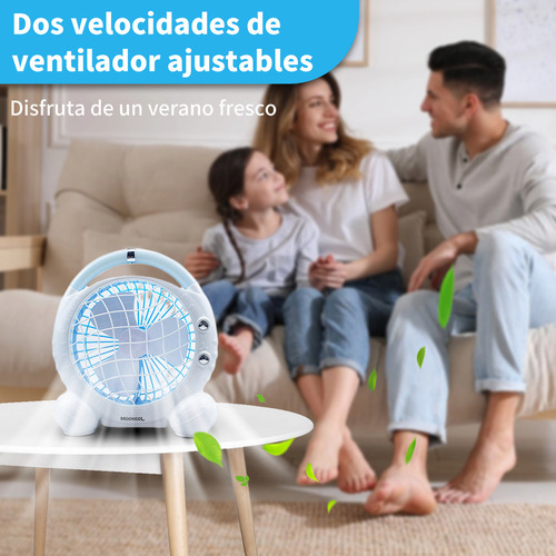 Ventilador De Escritorio Recargable Multifunción Con Led