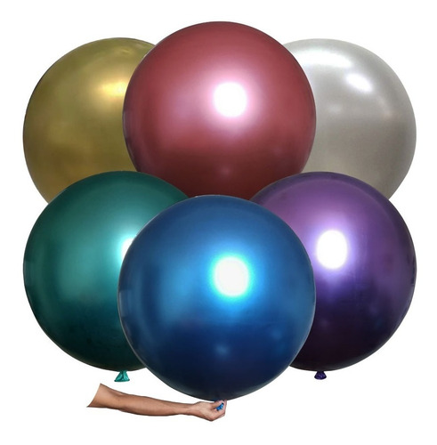 Globo Chrome Gigante 36  Cromado 90cm Metalico Elige Color