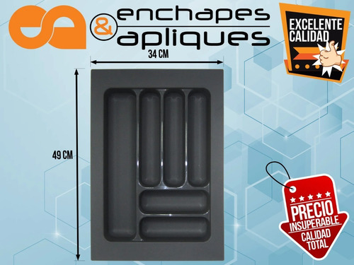 Imagen 2 de 4 de Cubiertero Pvc (premiun) De Empotrar 40 Cm - Gris Raton