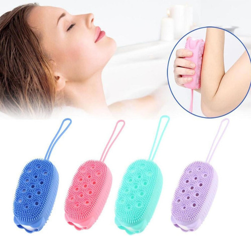 Esponja Bucha De Silicone Com Porta Sabão Escova Para Banho