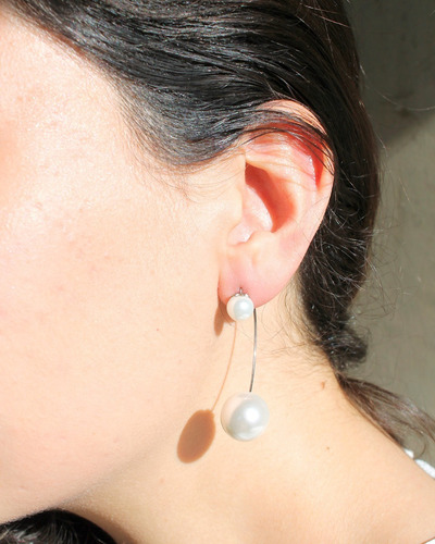 Imagen 2 de 4 de Aros Perlas Acero Inoxidable Mujer