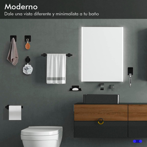 Set 9 Accesorios Minimalista De Baño Toallero Acero Inoxidable 9 Piezas Color Negro Kitul Home