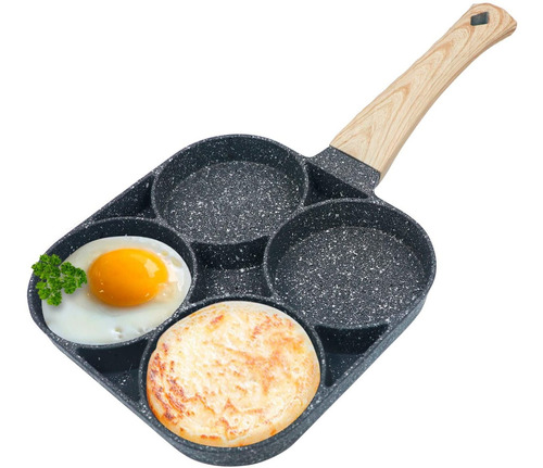 Hamburguesas Utensilio de Cocina Panqueque de Cuatro Agujeros Sartén de Aluminio para Tortitas Sartén de Cuatro Agujeros Sartén para 4 Huevos Sartén para Huevos Fritos para Huevos Fritos