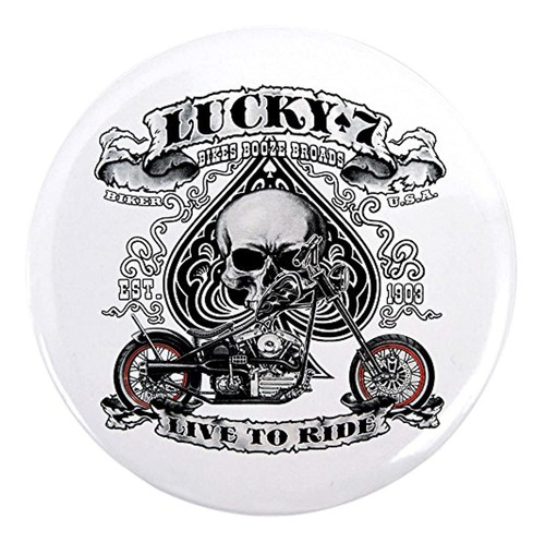 Royal Lion 3.5 Inch Button Lucky 7 Bikes Live To Ride Skull