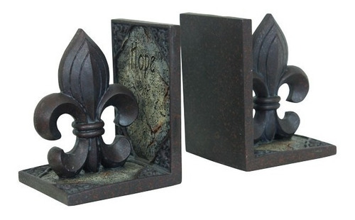 Porta Livros De Resina Flor De Lis Oldway 14x24x11cm