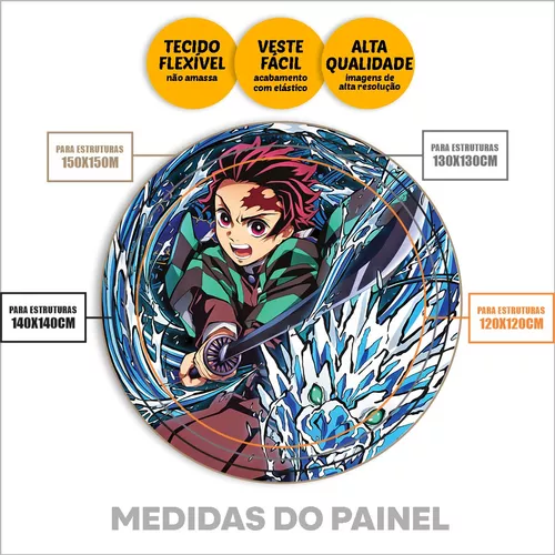 Painel Veste Fácil Redondo Tecido Festa 1,5m - Demon Slayer