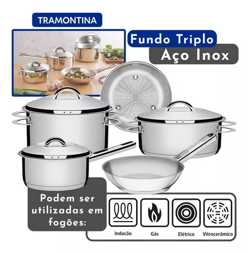 Jogo de Panelas 5 Peças Aço Inox Allegra Tramontina Tramontina