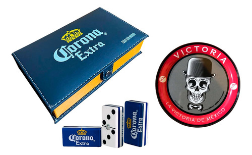 Domino Corona Extra Azul + Portavaso Metalico Calavera # 2