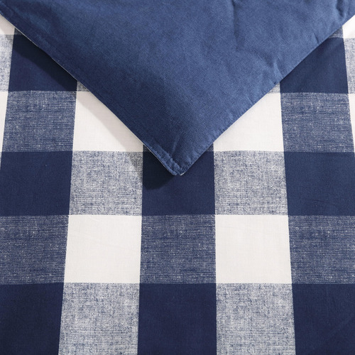 Juego De Edredón Individual Reversible De Algodón Azul