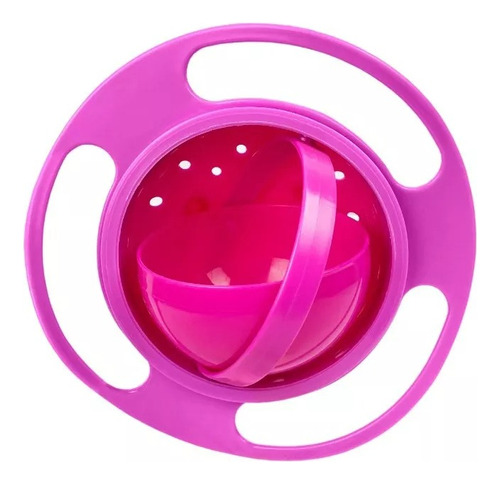 Prato Infantil Magico Giratório 360° Para Bebê Não Derrama Cor Rosa-chiclete Liso