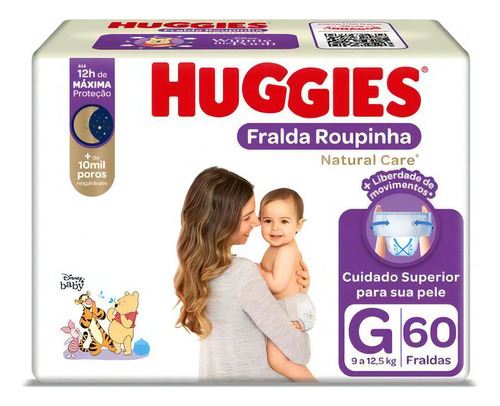 Fralda Huggies Roupinha Natural Care G - 60 Fraldas Gênero Sem Gênero Tamanho Grande (g)