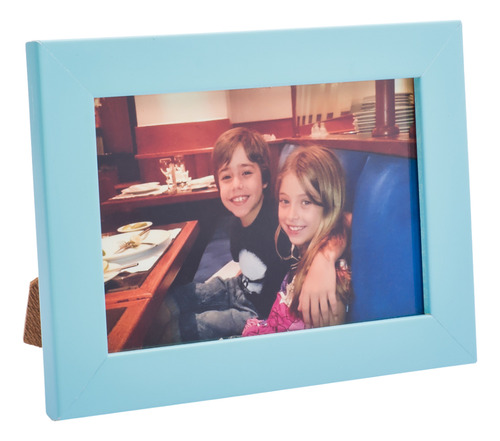 Porta Retrato 10x15 Com Vidro Qualidade + 1 Foto 10x15 Cor Azul-celeste