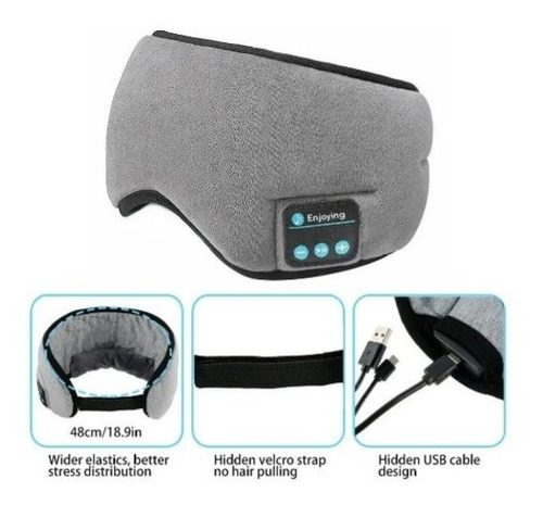 Imagem 2 de 5 de Máscara De Dormir Tapa Olho C/ Fone De Ouvido Bluetooth