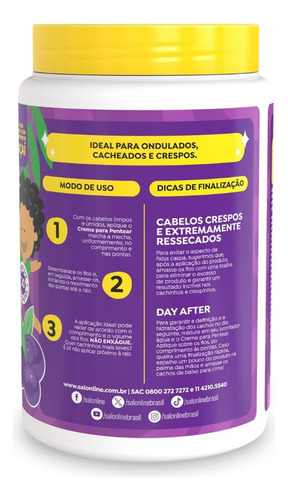 Creme Pentear Cachinhos Açaí Sem Frizz 1kg, Salon Line Kids