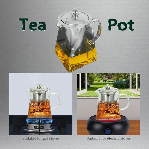 Tetera De Cristal Transparente Con Infusor, Tetera De Vidrio