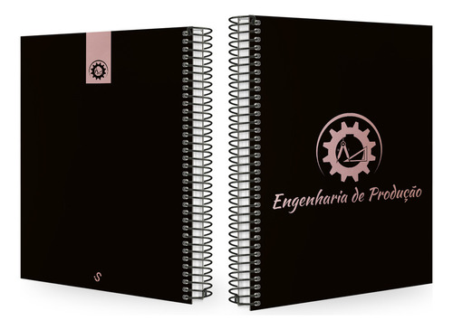 Caderno Universitário Profissões Preto E Rosê 20 Matérias Cor Eng. De Produção