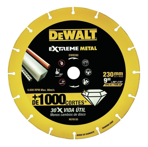 Disco Corte Metal 9 Extreme Metal Diamond Cut- Dewalt Dw8590