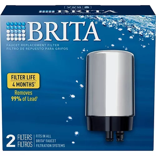 Brita Sistema de filtro de agua del grifo, sistema de filtración de grifo  de agua con recordatorio de cambio de filtro, reduce el plomo, sin BPA