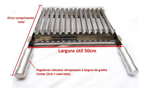 Imagem 3 de 6 de Grelha Argentina + Suporte Barra Maciça 75cm E 47cm Altura