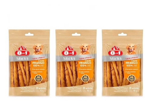 Sticks Para Cachorros Sabor Frango 70g Kadi Kit 3 Unid.