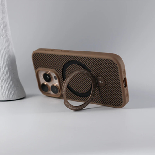 Capa De Telefone Com Suporte De Fibra De Carbono Para iPhone