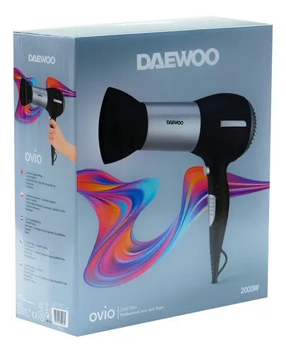 Secador De Pelo Profesional Daewoo 2000w Funcion Frio 2 Vel Color Negro Con Gris