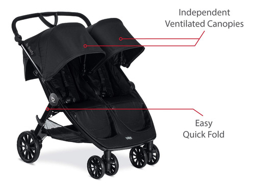 Britax B-lively Carriola Doble, Negro (raven), 1 Unidad (paquete De 1)