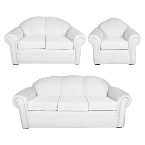 Dmuebles Sala Abanico 3-2-1 Terciopelo Blanco + Envío Gratis