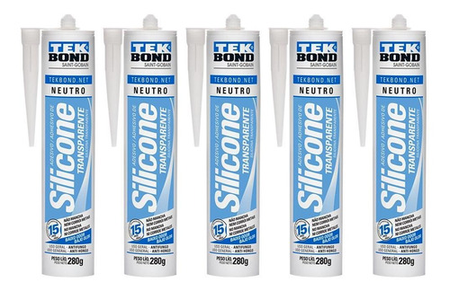 Imagem 4 de 4 de Silicone Acético Tek Bond De Uso Geral Kit 5 Unidades 280g