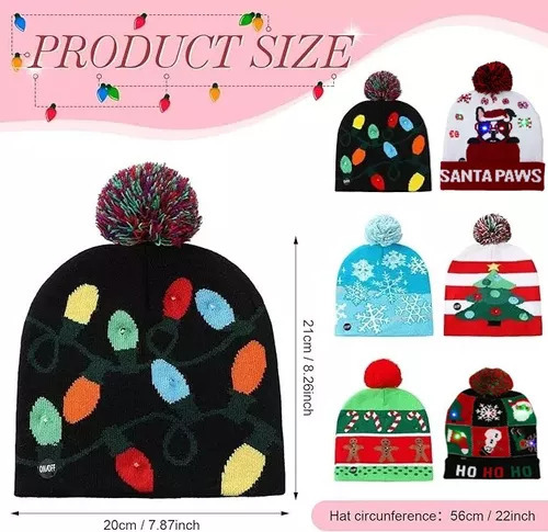 Gorro Navideño Con Luz Led, Al Por Mayor, Lote De 10 Piezas