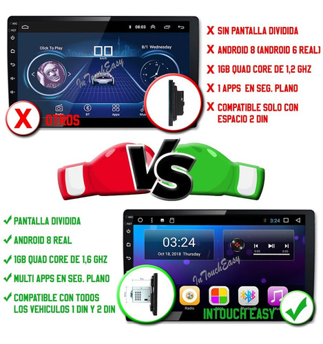 Autoradio Android 9 Pulgadas 1 Din Wifi Gps Borde Semi Curvo