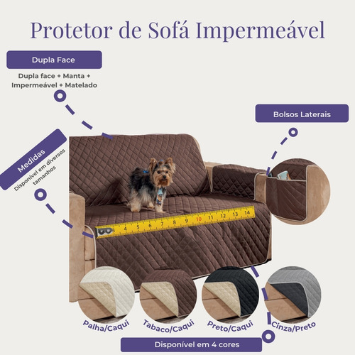 Protetor Sofá Dupla Face Impermeável Para 3 Lugares King