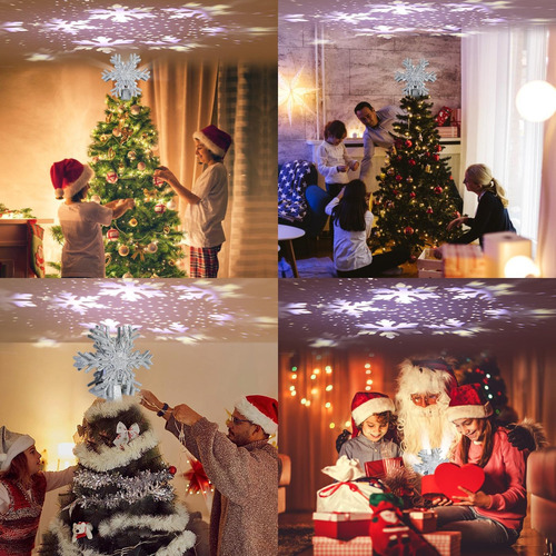 Punta De Árbol De Navidad Con Proyector 3d Copo De Nieve Y