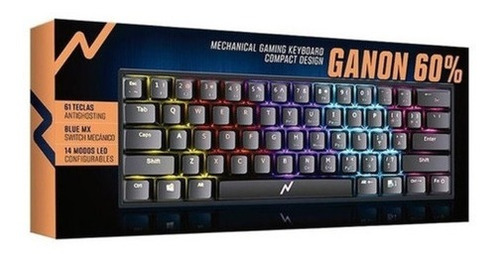 Imagen 5 de 7 de Teclado Gamer Mecanico 60% Pc Rgb Noga Ganon 60% Switch Blue