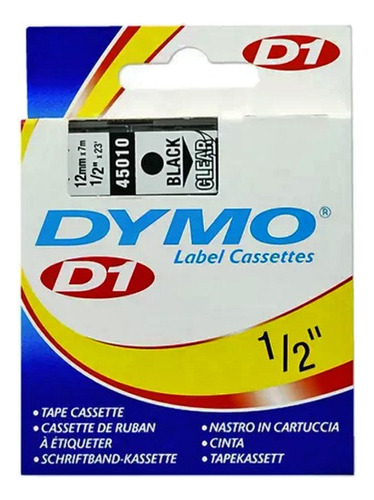 Cinta Rotulador Dymo D1 1/2  Negro / Tansparente 45010