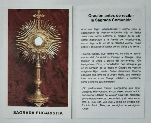 Estampas Sagrada Eucaristía - X 100 Unidades Con Oración 